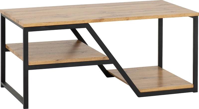 Seconique Durham Coffee Table in Light Oak Effect/Black