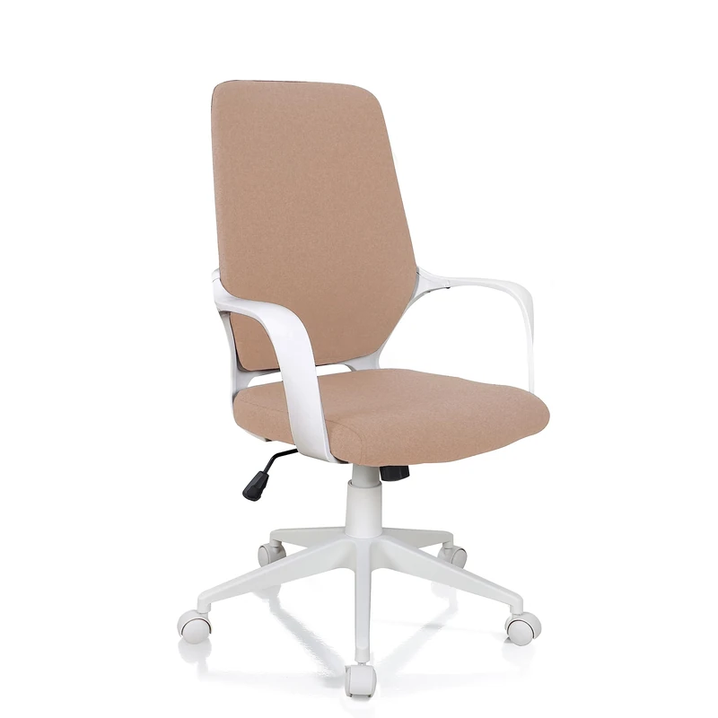 Wink Design Tanger Khaki Office Chair, Metal, Taupe, Matt White, 62.5 x 61 x H101/111 cm
