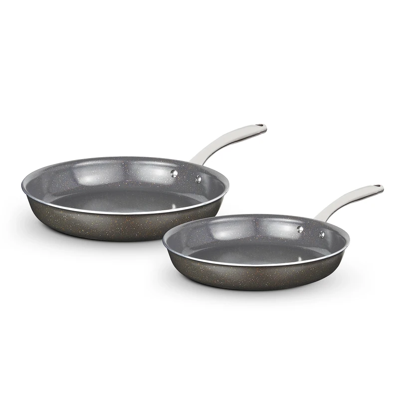 Tower Cerastone Pro Forged Aluminium 2 Piece Frying Pan Set with Riveted Steel Handles, Non-Stick Coating, Graphite