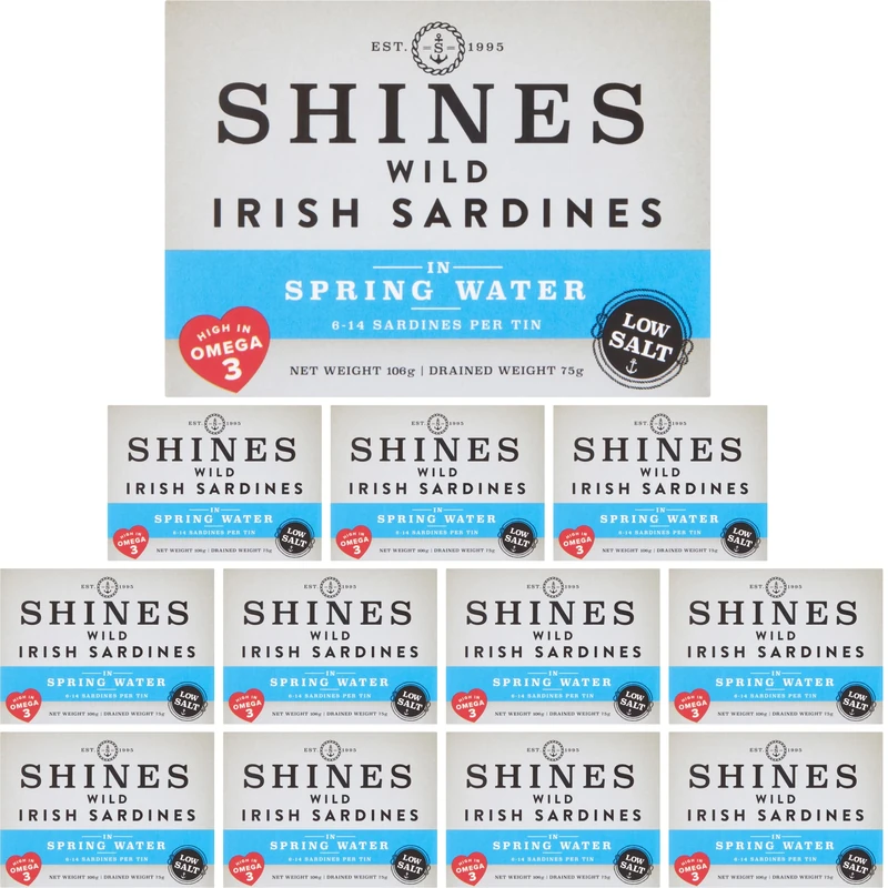Shines Tinned Sardines in Spring Water - 12 x 106g Cans