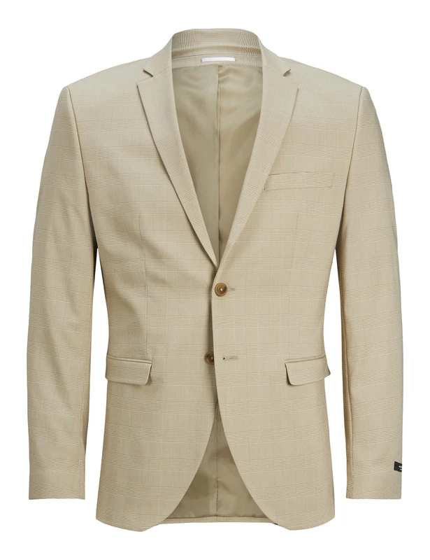 JACK & JONES Men's Jprsolaris Blazer Sn Suit Jacket, Travertine/Checks: Super Slim fit, 40R