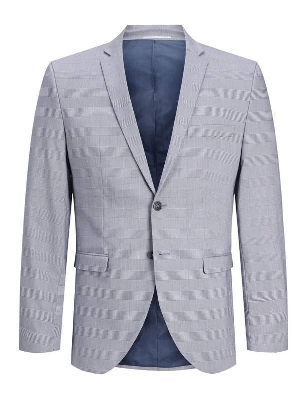 JACK & JONES Men's Jprsolaris Blazer Sn Suit Jacket, Troposphere/Checks: Super Slim fit, 38R