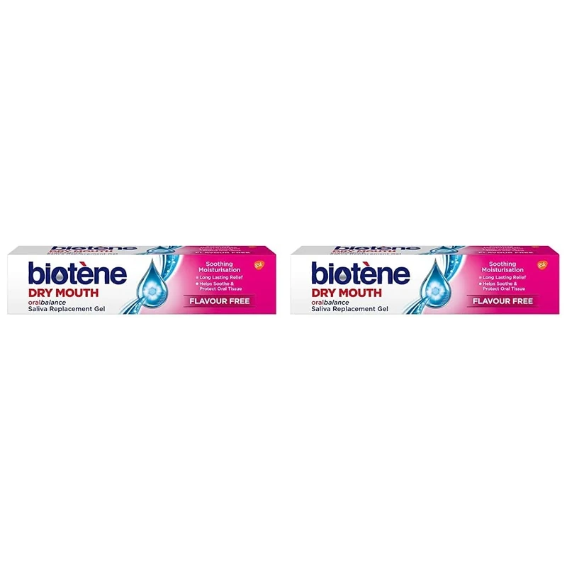 Biotène Dry Mouth Moisturising Gel, Moisturising Gel, Falvour Free, Pack of 2 x 50g