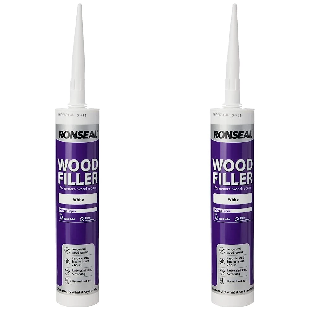 Ronseal MPWFW310 310ml Multi-Purpose Wood Filler Cartridge - White (Pack of 2)