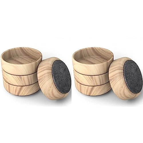 Medipaq Premium Felt Castor Cups for Wooden Floors & Smooth Surfaces - 4x Large 60mm diameter Light Wood Grain - Chair Leg Floor Protectors - Castors for Furniture - Furniture Cups (Pack of 2)