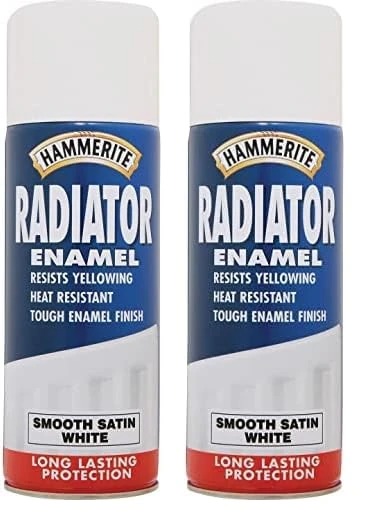 Hammerite 5092847 400ml Radiator Enamel Aerosol - Satin White (Pack of 2)
