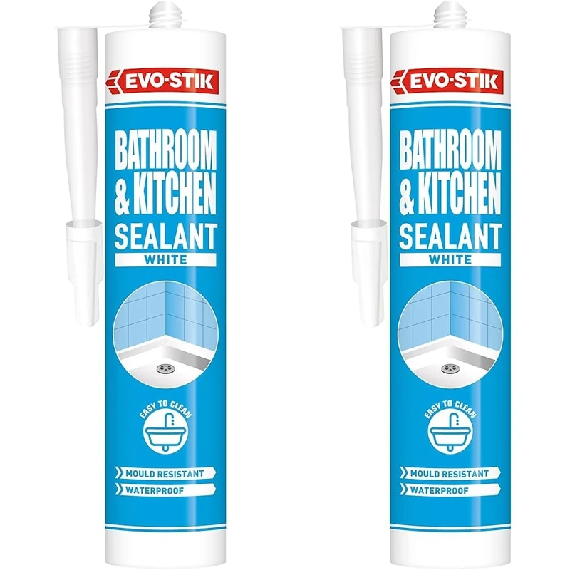 EVO-STIK Window & Door Frame Sealant, Waterproof, Flexible, Overpaintable, Lasts up to 15 Years, Colour: White, Size: 290ml (Pack of 2)
