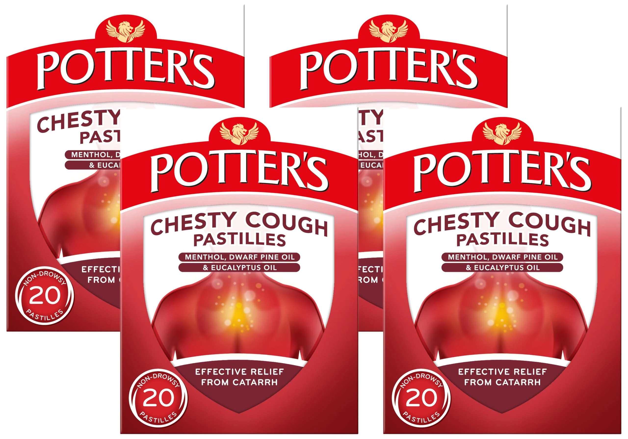 Potter's Chesty Cough Pastilles Non-Drowsy, 20 Pastilles (Pack of 4)