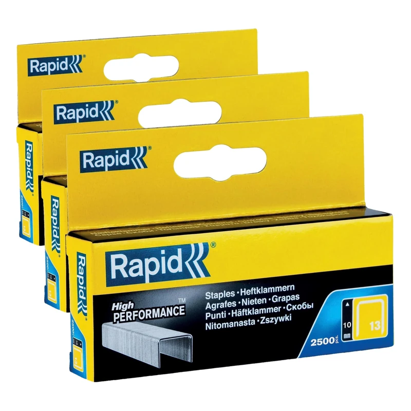 Rapid High-Performance Staples for Textiles, Finewire No. 13, Leg Length 6mm, Staple Gun Staples, Galvanised Steel, 2500 Pieces, Boxed (11830725) (Pack of 3)