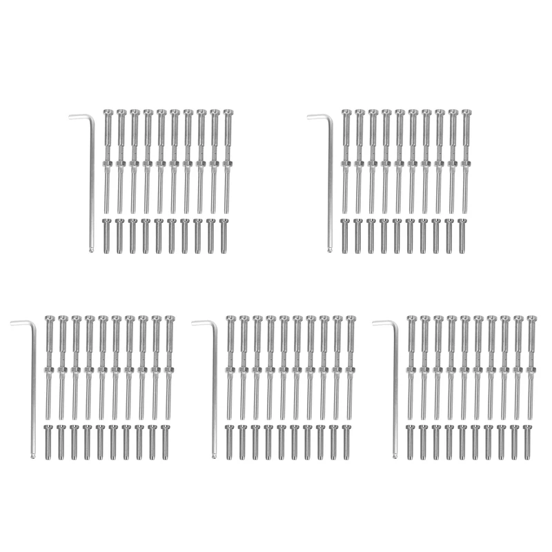 TYREE Stemball Swage Y Hex Threaded Stud Tension End Endting Fitting Terminal Combo Pack for 1/8 Inch, Stainless Steel T316 Marine 50 Pairs - Image 1