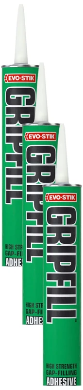 EVO-STIK GRIPFILL Gap Filling Adhesive, Bonds almost any surface, Colour: Buff, 350ml (Pack of 3)