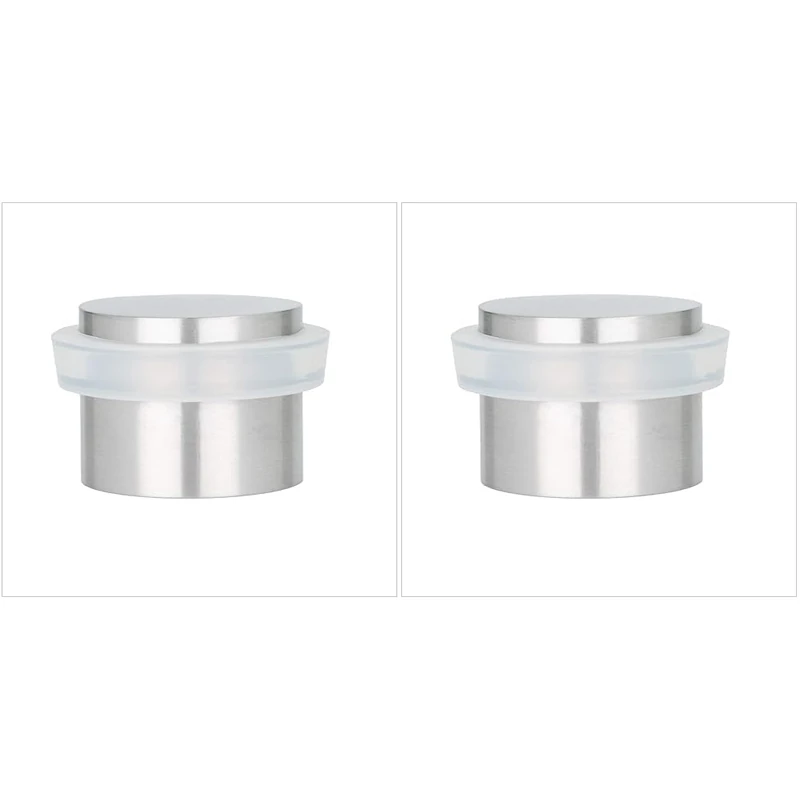 EVI Herrajes I-163-B - Door Stop, Adhesive, Finish matt INOX (Stainless Steel) White Rubber (Pack of 2)