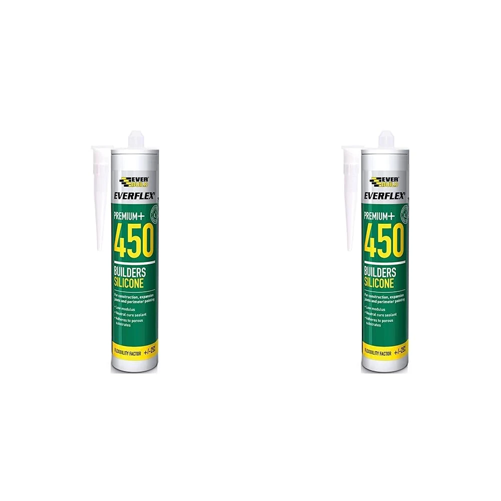 Everbuild Everflex 450 Premium+ Builders Silicone Sealant - Suitable for Wood and All Windows Frames - Oak - 300 ml (Pack of 2)