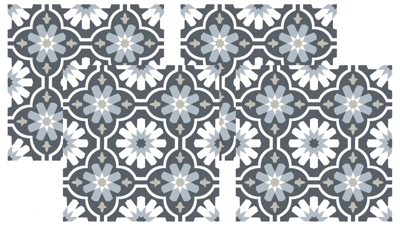 FloorPops FP2944 Sevilla Peel & Stick Floor Tiles, Gray, 60" L x 24" W x 0.06" T (Pack of 4)