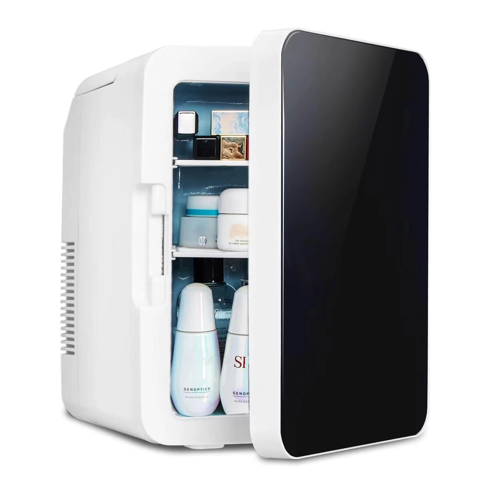 ARTETHYS Mini Fridge for Bedrooms 10L Compact Car Fridge Mini Refrigerator with System Cooler and Warmer for Home Office, 220V AC/12V DC, Black