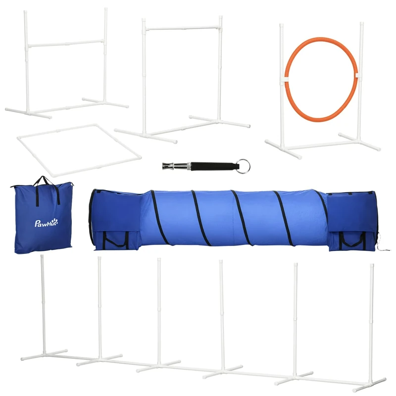 PawHut Six-Piece Dog Agility Equipment Set w/Carry Bag