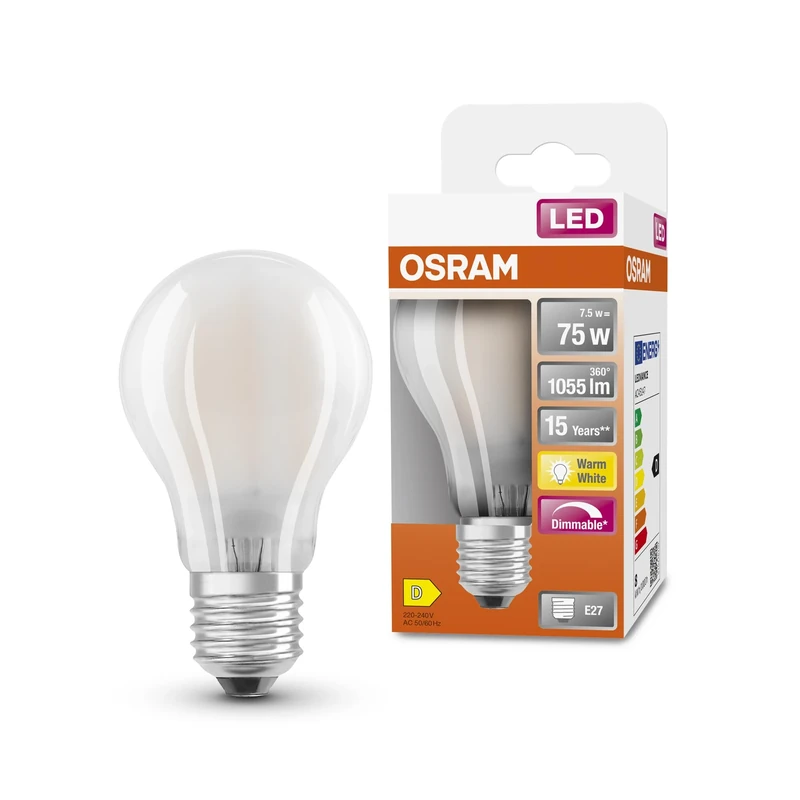 OSRAM Led Superstar Classic A75 Dimmable Led Lamp for E27 Base, Pear Shape, Gl Fr, 1055 Lumens, Warm White (2700K), Replacement for Conventional 75W Light Bulbs, 6-Pack