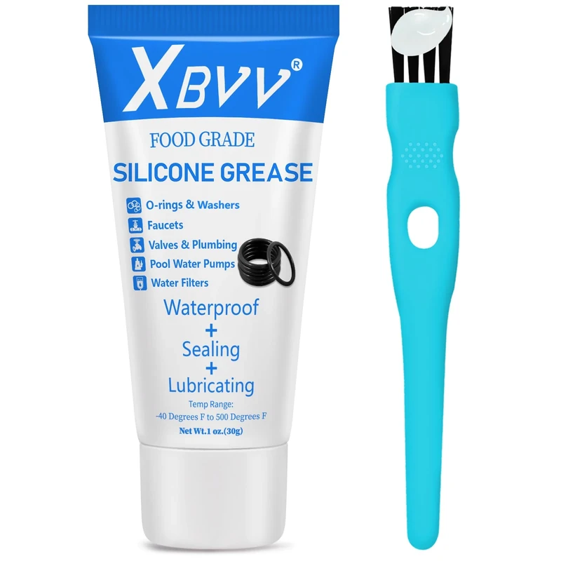 XBVV Plumber Silicone Grease Lubricant for Plumbing Faucet Valve O-Rings Rubber Washer 1-Pack 1 oz Tube with Brush