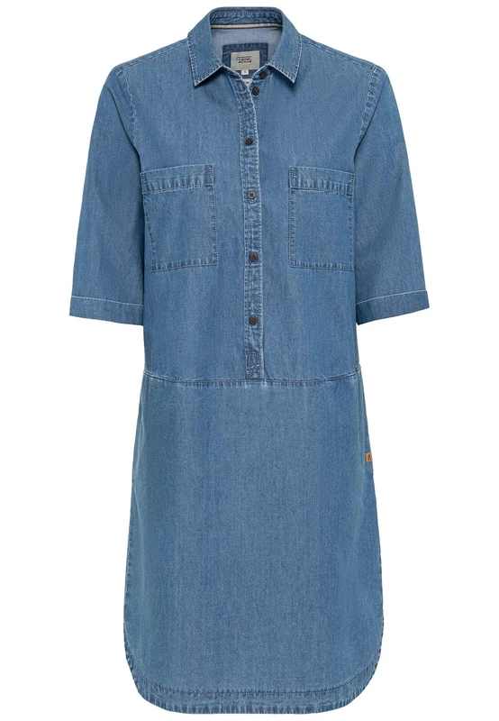camel active Women's Denim Dress Made from Certified Organic Cotton, Indigo-Blue, S