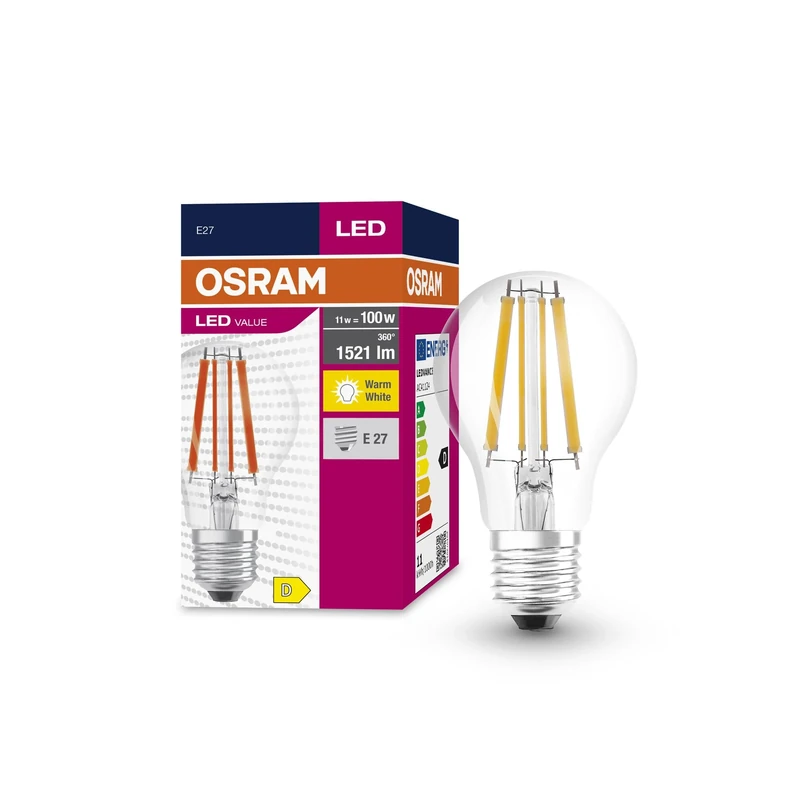 OSRAM Led Star Value Classic A100 Led Lamp for E27 Socket, Pear Shape, Fil, 1521 Lumens, Warm White (2700K), Replacement for Conventional 100W Light Bulbs, Not Dimmable, 10-Pack