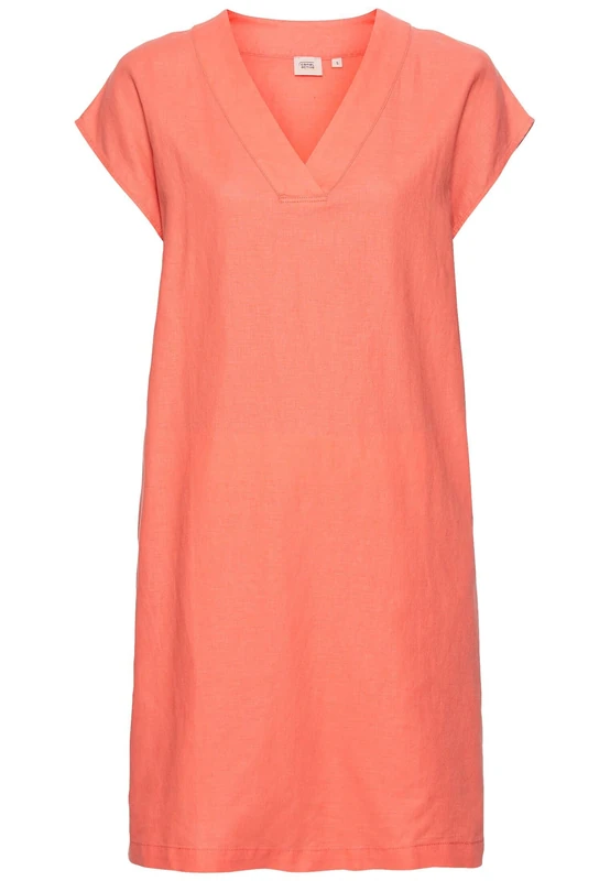 camel active Women's Summer Linen Mix Slip Dress, red-Orange, M