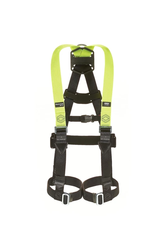 Miller H500 Full Body Construction Harness Industrial Standard IS1 with Mating Leg Buckles, Auto Clip Chest Buckles, Back D-Ring, Rated 140 Kg, Citrus Green, Size 2, 1036090
