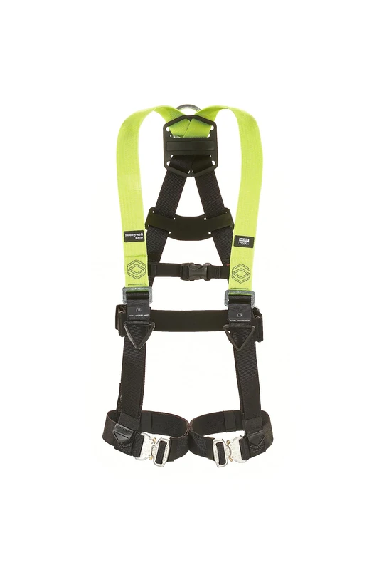Miller H500 Full Body Construction Harness Industrial Standard IS2 Model with Auto Quick-Release Leg Buckles, Auto Clip Chest Buckles, Back D-Ring, Rated 140 Kg, Citrus Green, Size 2, 1036094