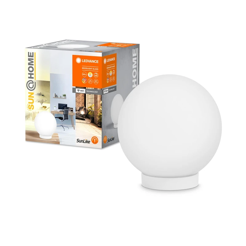 LEDVANCE Sun Home Moodlight Glass 200Mm, White, 8.5W, 500Lm, Extra Warm White to Cold White Light, Automatic Light Adjustment, Dimmable, Long Life, App-Controllable, Ip20, 2200K-5000K
