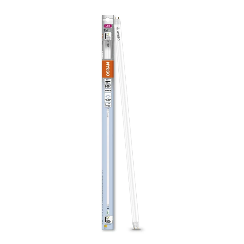 OSRAM Led Tube T8 18 Em Pc 600 Mm, Linear Led Tube, 6.6W, 800Lm, 4000K, Cold White Light, Led Replacement for T8 Fluorescent Tubes with A G13 Base, Long Life, Low Energy Consumption