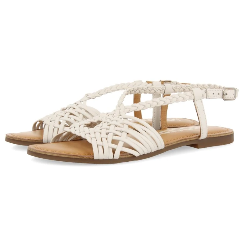 GIOSEPPO White Leather Sandals with Cross Straps for Women AIDONE, white, 4 UK - Image 1