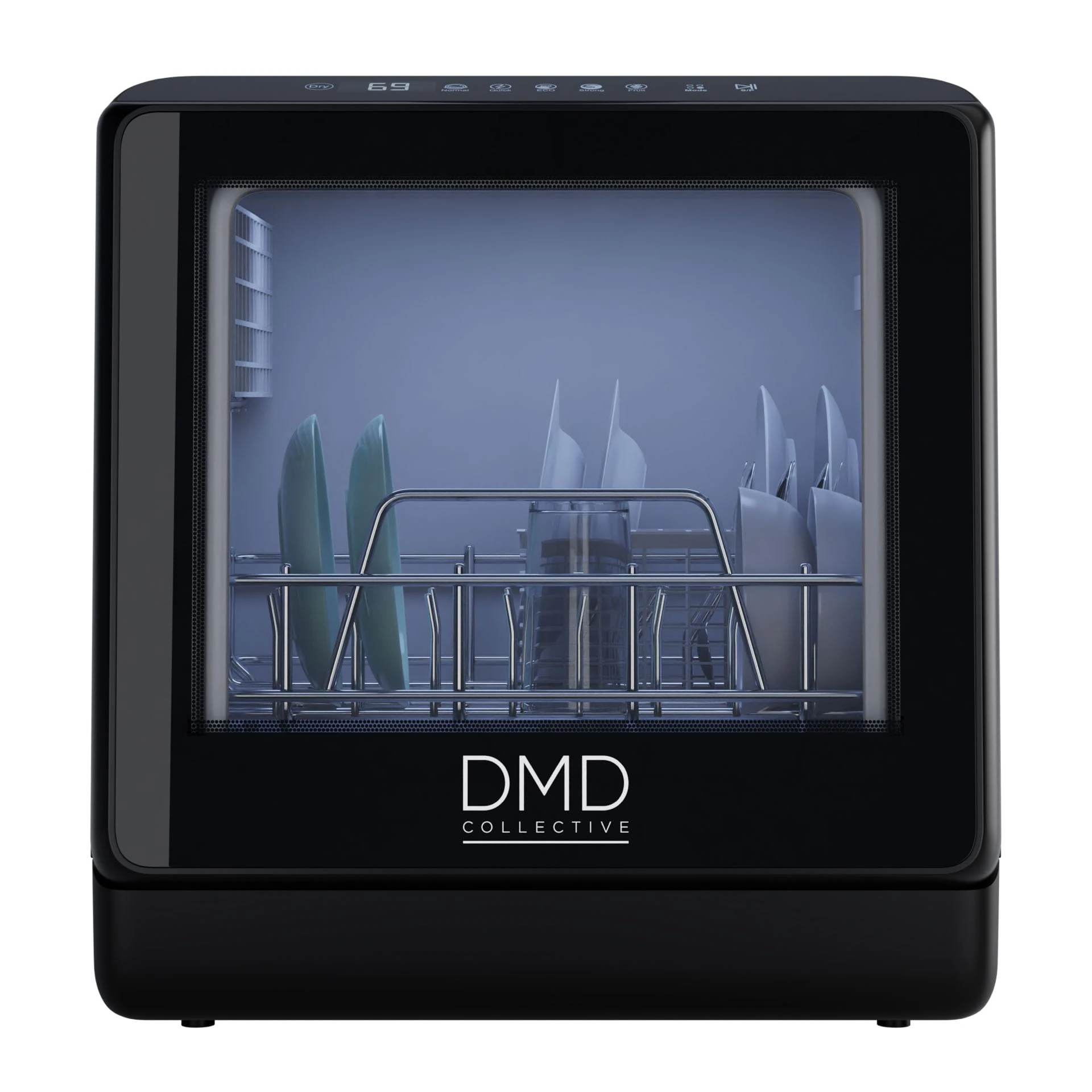 DMD Collective – Mini Table Top Dishwasher, Touch Screen Countertop Dishwasher, 5L Built-in Water Tank No Plumbing, with Touch Control, LED Display, Drying Cycle & Fruit Wash