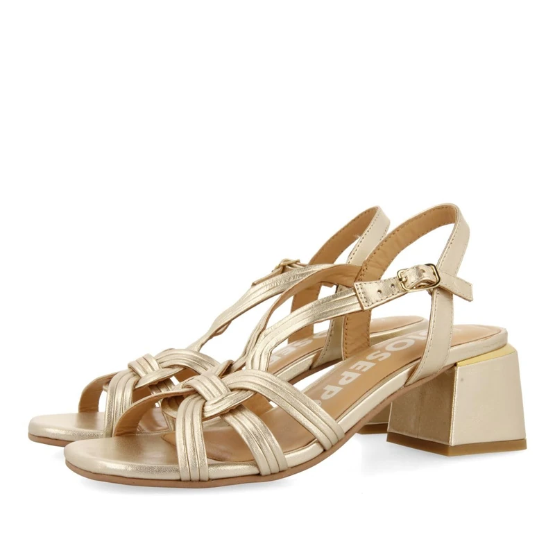 GIOSEPPO BULQIZE Women's Black Braided Strappy Heeled Sandals, Platinum, 4 UK