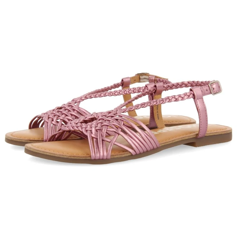 GIOSEPPO White Leather Sandals with Cross Straps for Women AIDONE, pink, 6 UK - Image 1