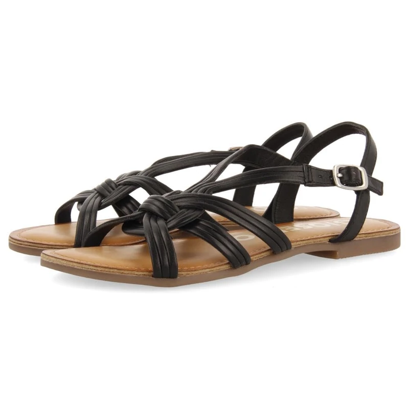 GIOSEPPO GOLAJ, Women's Flat Sandals, Black, 39 EU, Black/White, 7 UK