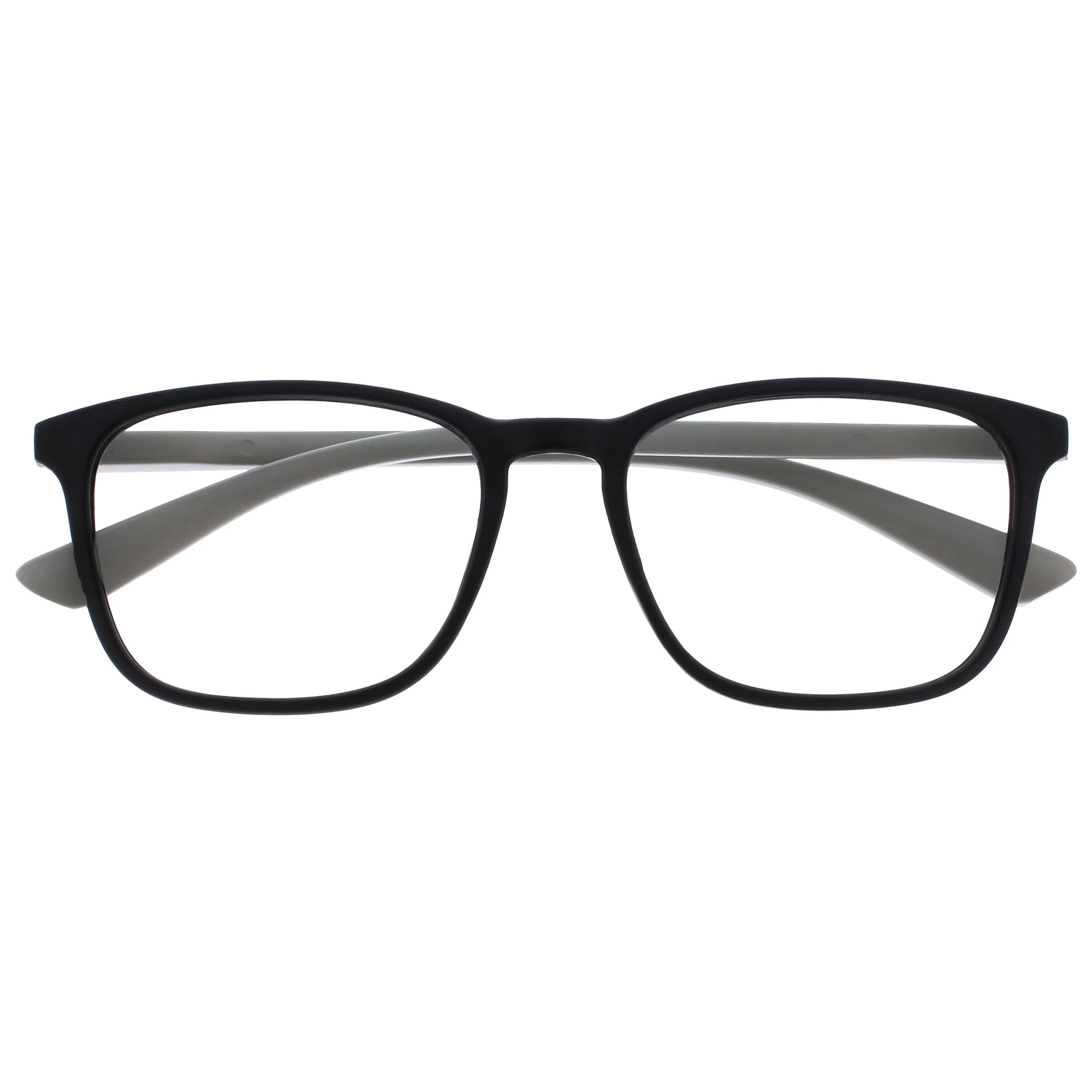 OPULIZE Max Reading Glasses - Classic Large Rectangular Frame - Matt Black with Grey Arms - Men's Women's Unisex - Spring Hinges - R78-1 - +1.50