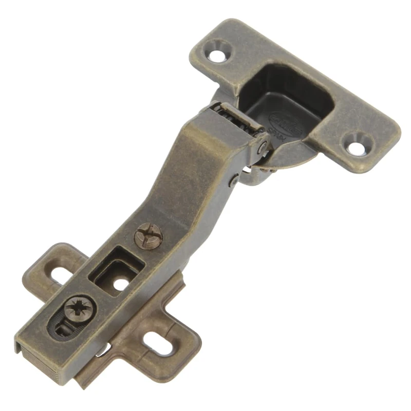 AMIG - Pack of 20 Hinges | Straight Pan | Diameter 35 mm | with Quick Open Latch | Hole Distance 48 mm | Chamfer +30 ° | for Kitchen Furniture | Leather Steel
