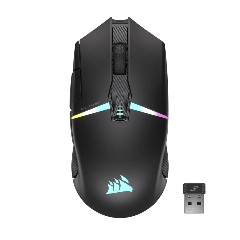 Corsair NIGHTSABRE RGB WIRELESS Gaming Mouse for FPS, MOBA - 26,000 DPI - 11 Programmable Buttons - Up To 100hrs Battery - iCUE Compatible - Black