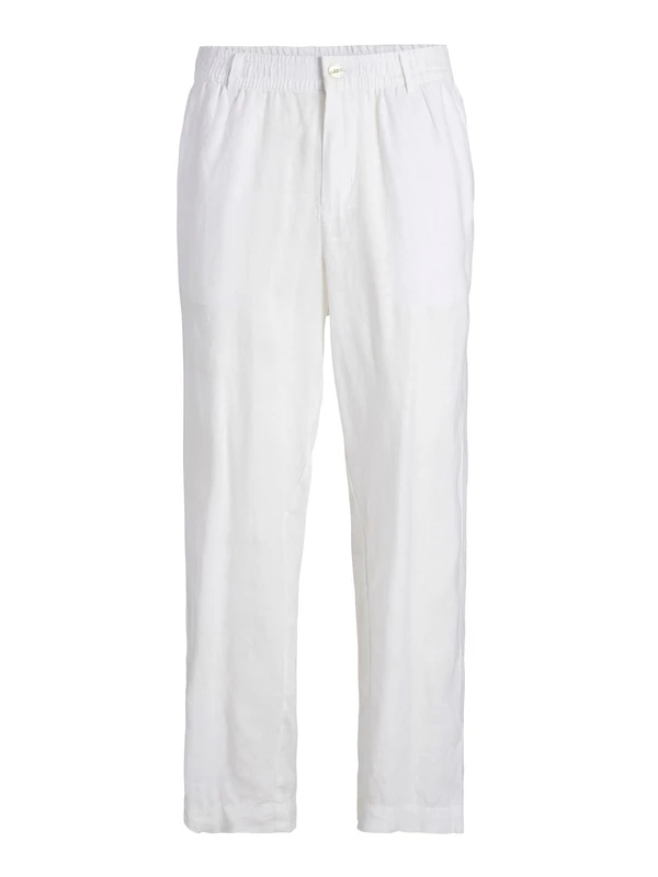 JACK & JONES Men's Jpstkarl Jjlawrence Linen Sn Chino Trousers, Bright White, XS