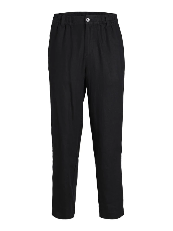 JACK & JONES Men's Jpstkarl Jjlawrence Linen Sn Chino Trousers, Black Onyx, M