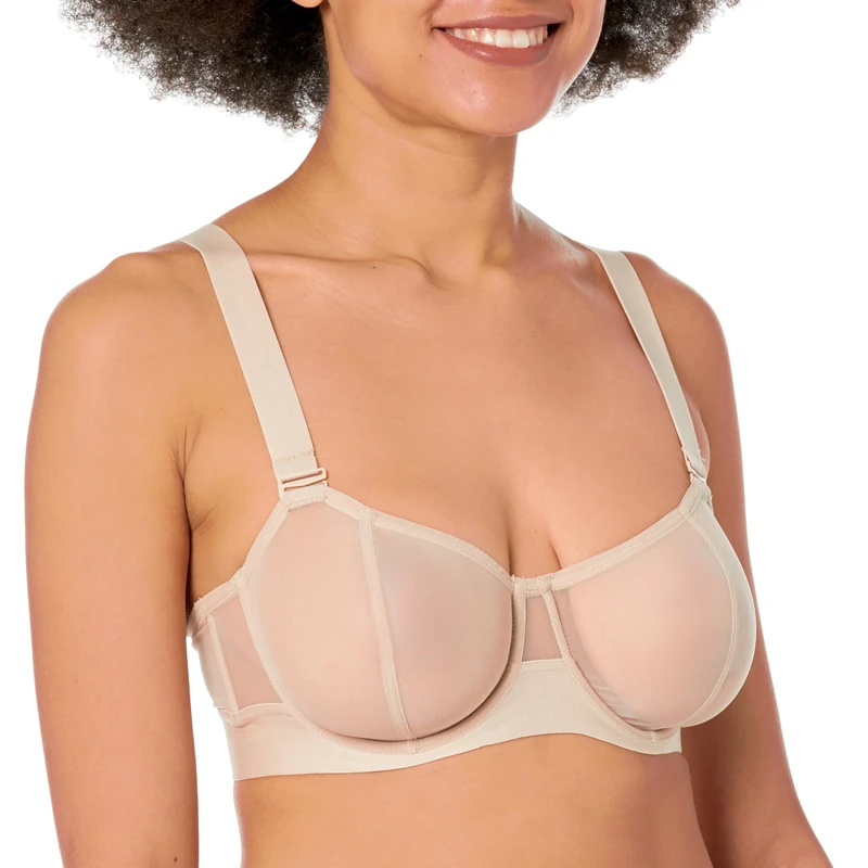DKNY Women's Sheers Convertible Strapless Bra, Cashmere, 36DD