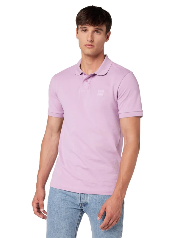 BOSS Men's Pallas Pima Cotton Polo Shirt, Lavender Cream, S