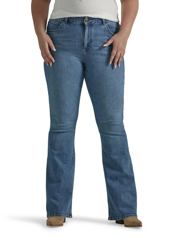 Lee Women's Plus Size Legendary Mid Rise Flare Jean, Elevated Retro, 18 Tall - Image 1