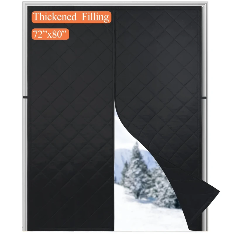 Odocovo Magnetic Door Insulation Cover 74x81 Inch Black