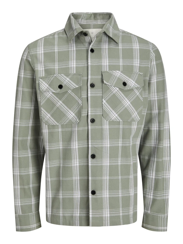 JACK & JONES Jprccroy Spring Check Overshirt L/S SN, Lily pad/Checks: Comfort fit, S