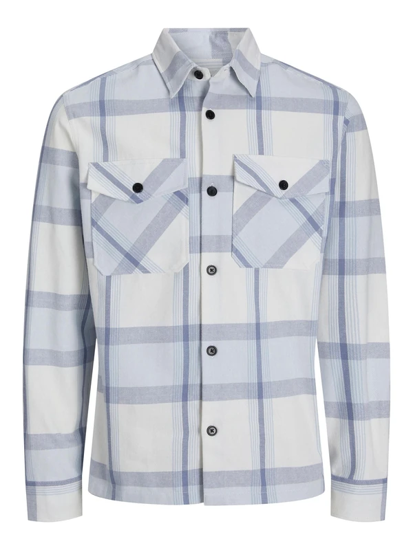JACK & JONES Male Overshirt Comfort Fit Overshirt, Skyway/Checks:Comfort fit, XS
