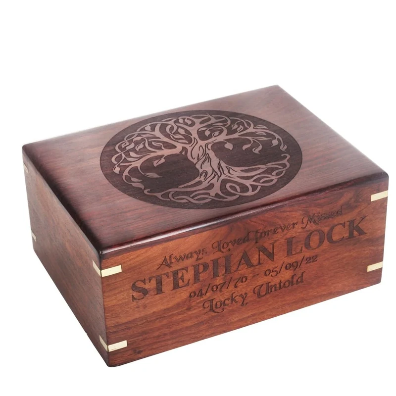 Personalized Rosewood Urns for Human or Pet Ashes, Personalized Wooden Engraved Cremation Urn, Wood Funeral Urn - Keepsake Box, Memorial Urn or Casket (11 x 7 x 4 inches - 115 Kg or 250 Lbs)