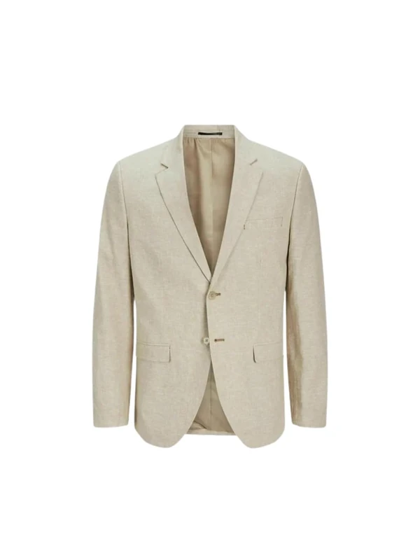 JACK & JONES Men's Jprriviera Linen Sn Slim Fit Blazer, Travertine, 36