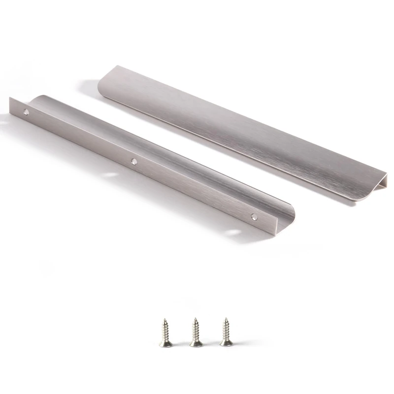 Satanga Edge Finger Tab Pull for cabinets Kitchen Concealed Drawer pulls Aluminum Flat Hidden Back Mount Door Handle for Home Pack of 5 Modern Brushed Nickel 11.81" Overall Length Easy Installation