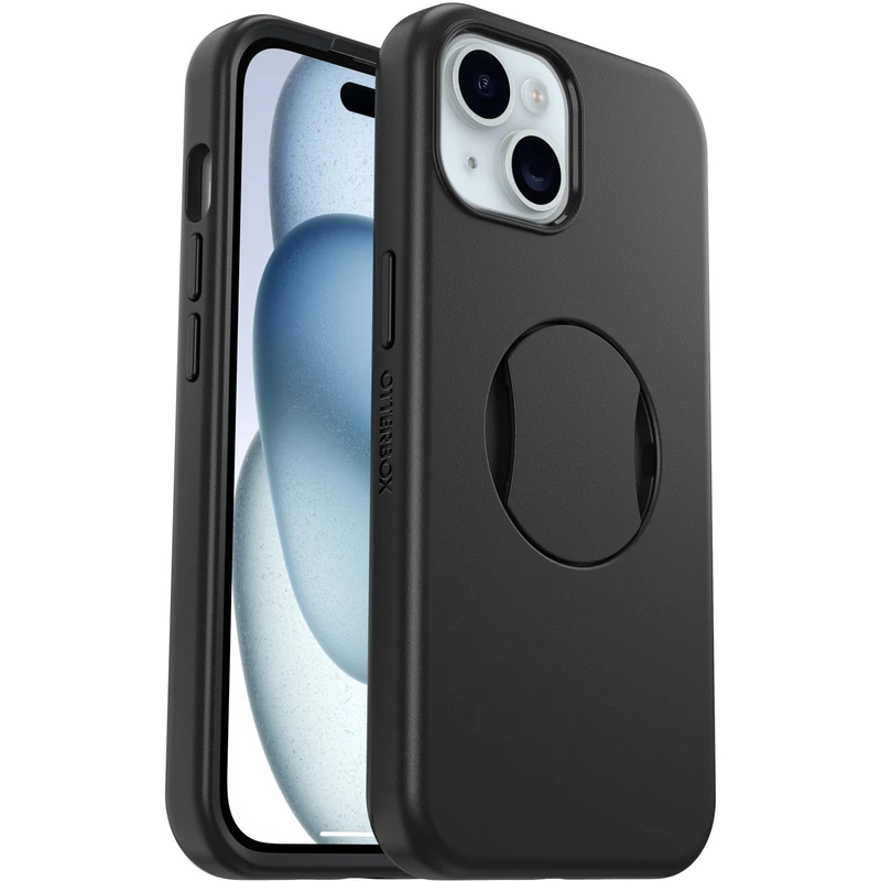 OtterBox OtterGrip Symmetry Case for iPhone 16e, 15, 14, 13 for MagSafe, Drop Proof, Protective Case with Built-In Grip, 3x Tested to Military Standard, Black