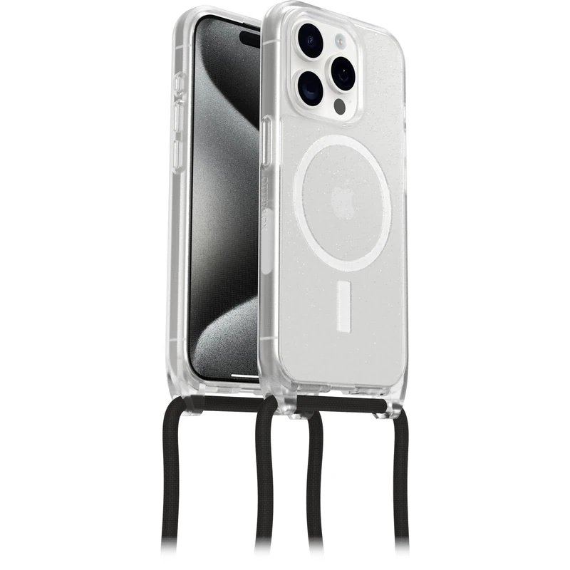 OtterBox React Necklace Case with MagSafe for iPhone 15 Pro, Ultra-Slim, Protective Case with Adjustable and Detachable Necklace Strap, Tested to Military Standard, Stardust